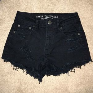 AE  Black high-waisted & distressed shorts